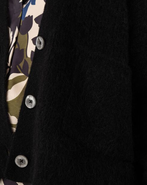 Gilet en Kidmohair & Laine mélangés Bonnie noir