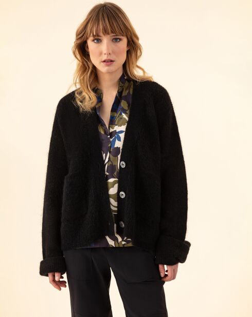 Gilet en Kidmohair & Laine mélangés Bonnie noir