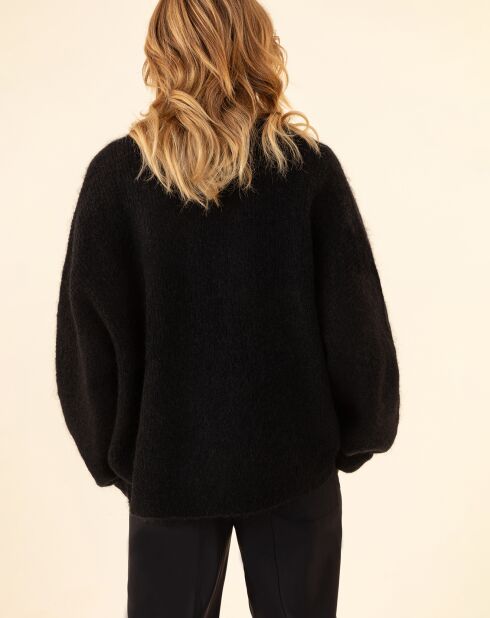 Gilet en Kidmohair & Laine mélangés Bonnie noir