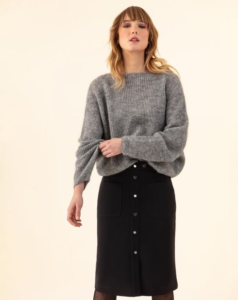 Pull en Mohair & Laine mélangés Ayden gris chiné