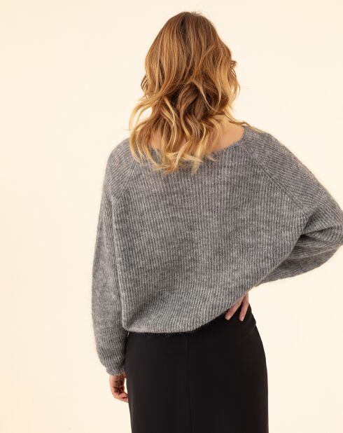 Pull en Mohair & Laine mélangés Ayden gris chiné