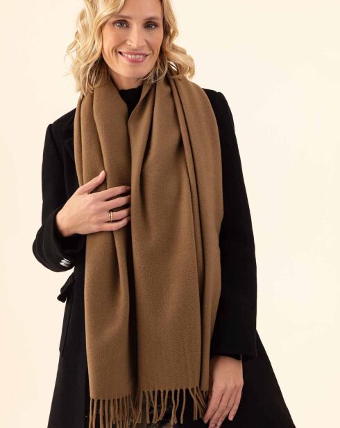 Echarpe 100% Laine Sandra camel - 160x54x10 cm