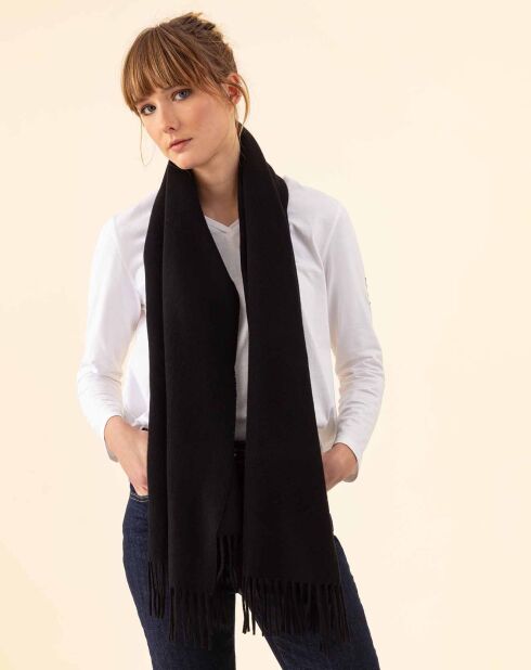 Echarpe 100% Laine Sandra noire - 160x54x10 cm