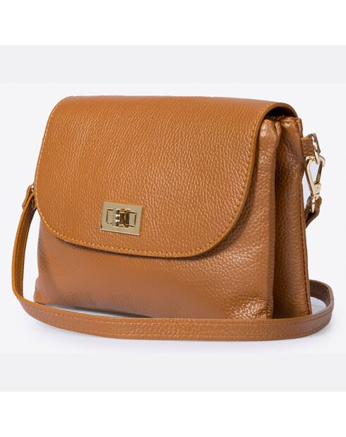 Borsa a tracolla in pelle cognac - 25x2x19 cm