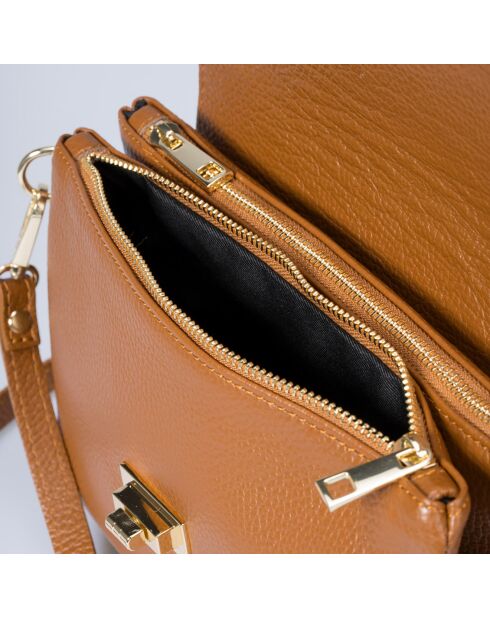 Borsa a tracolla in pelle cognac - 25x2x19 cm