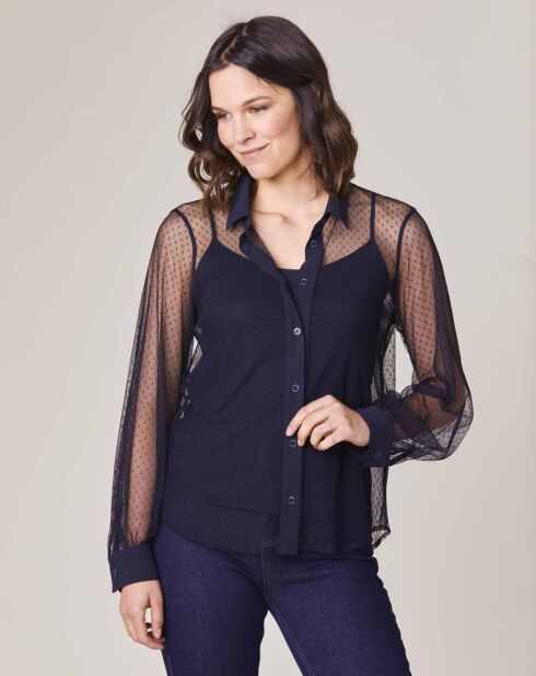 Chemise avec Top Plume marine