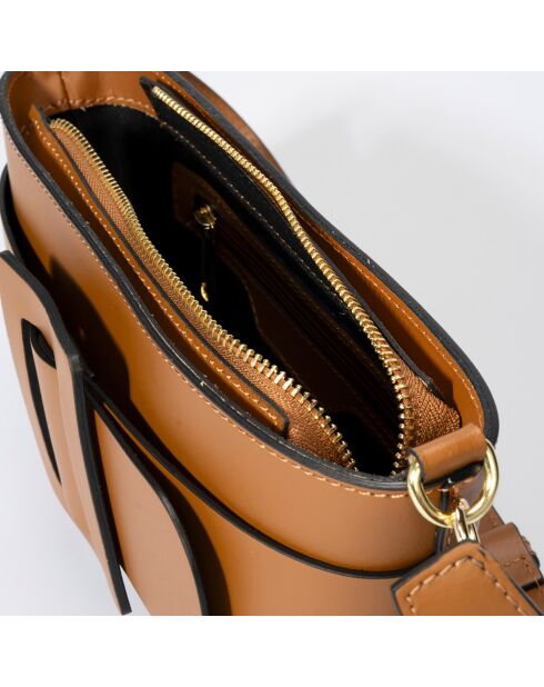 Borsa a tracolla in pelle cognac - 26x6x14 cm