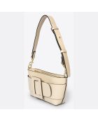 Borsa a tracolla in pelle color crema - 26x6x14 cm