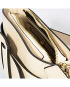 Borsa a tracolla in pelle color crema - 26x6x14 cm