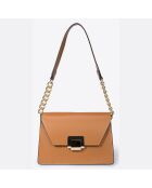Borsa a tracolla in pelle cognac - 22,5x10x17 cm