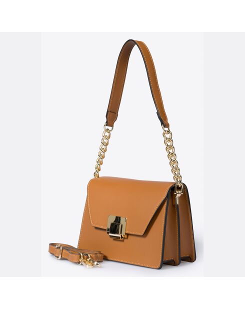 Borsa a tracolla in pelle cognac - 22,5x10x17 cm