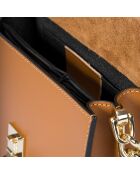Borsa a tracolla in pelle cognac - 22,5x10x17 cm