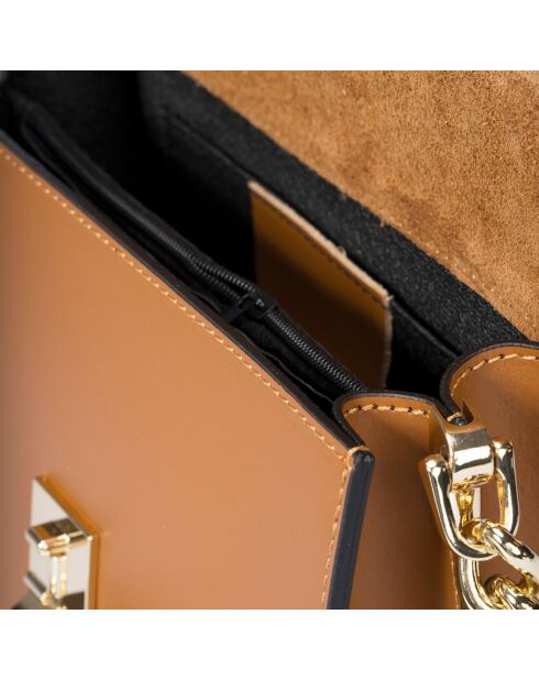 Borsa a tracolla in pelle cognac - 22,5x10x17 cm