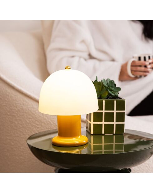 Lampe LED Rick jaune - 16x16x21 cm