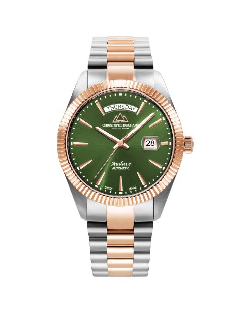Montre Homme Quartz en Acier Audace II argenté/rose doré