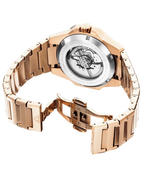 Montre Homme Automatique en Acier Raidillon Skeleton rose doré