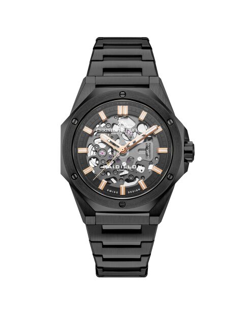 Montre Homme Automatique en Acier Raidillon Skeleton noire
