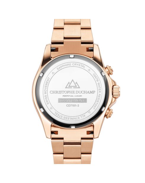 Montre Homme Quartz en Acier Grand Mont rose doré