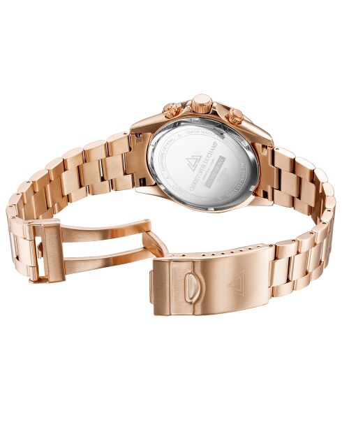 Montre Homme Quartz en Acier Grand Mont rose doré