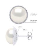 Boucles d'oreilles Or blanc & Perles de Culture d'Eau Douce Boutons blanc naturel