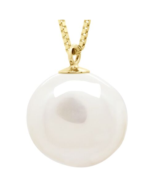 Collier Or jaune & Perle de Culture d'Eau Douce Baroque blanc naturel