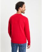 Pull 100% Cachemire col V Uni Nachve rouge