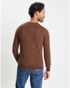 Pull 100% Cachemire col V Uni Nachve marron