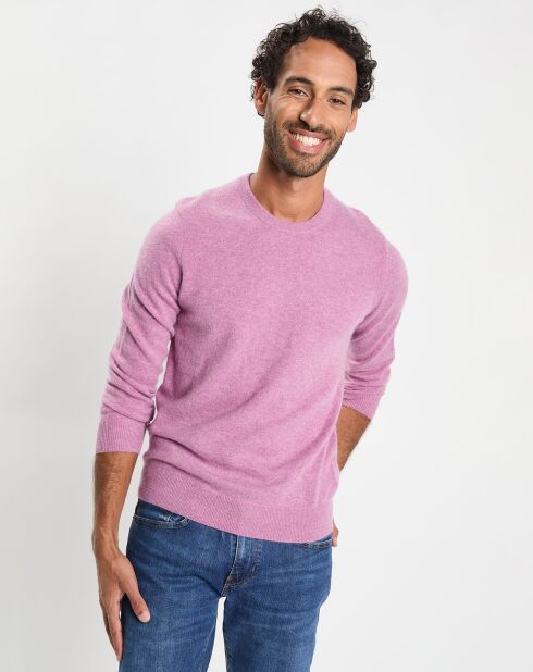 Pull 100% Cachemire col Rdc Uni Nachron violet chiné