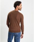 Pull 100% Cachemire col Rdc Uni Nachron marron