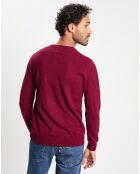 Pull 100% Cachemire col V Uni Nachve rouge foncé