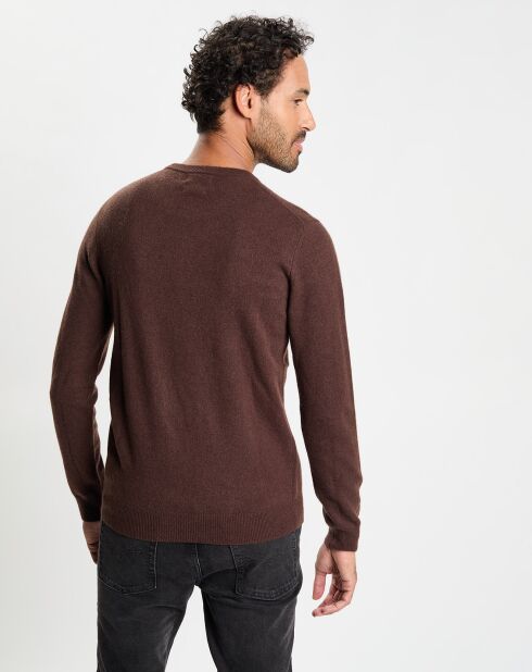 Pull 100% Cachemire col Rdc Uni Nachron marron