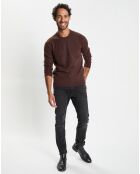 Pull 100% Cachemire col Rdc Uni Nachron marron