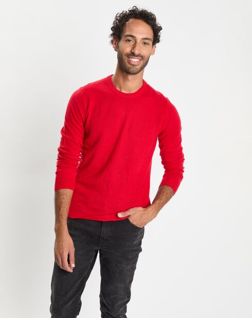 Pull 100% Cachemire col Rdc Uni Nachron rouge