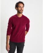 Pull 100% Cachemire col Rdc Uni Nachron rouge foncé