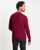 Pull 100% Cachemire col Rdc Uni Nachron rouge foncé