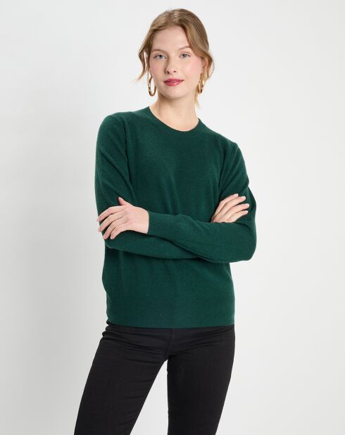 Pull 100% Cachemire col rond Zabri vert sapin