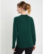 Pull 100% Cachemire col rond Zabri vert sapin