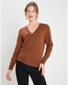 Pull Col V Zocon  marron moyen