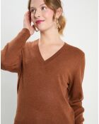 Pull Col V Zocon  marron moyen