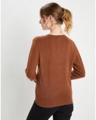 Pull Col V Zocon  marron moyen