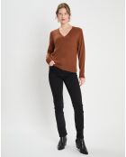 Pull Col V Zocon  marron moyen