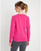 Pull 100% Cachemire Col V Zocon  rose fushia