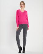 Pull 100% Cachemire Col V Zocon  rose fushia