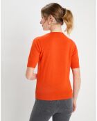 Pull 100% Cachemire manches courtes Difi orange