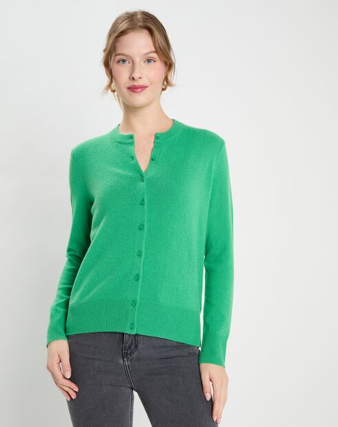 Cardigan 100% Cachemire Zacao vert emeraude