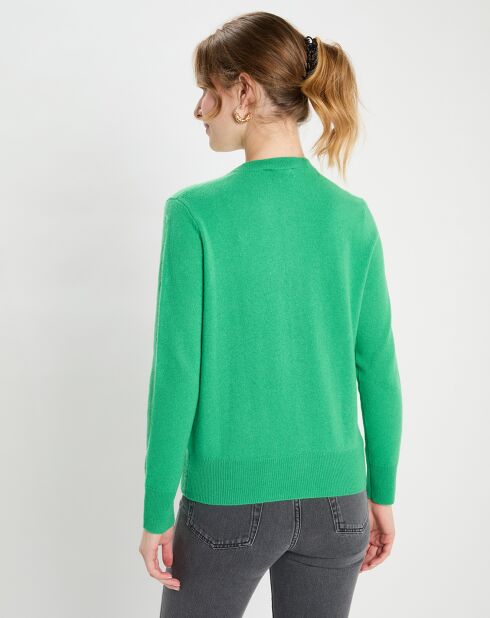 Cardigan 100% Cachemire Zacao vert emeraude