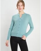 Cardigan 100% Cachemire Zacao bleu vert