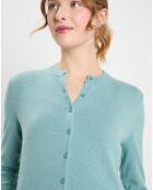 Cardigan 100% Cachemire Zacao bleu vert