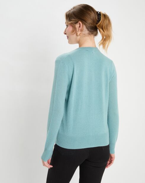 Cardigan 100% Cachemire Zacao bleu vert