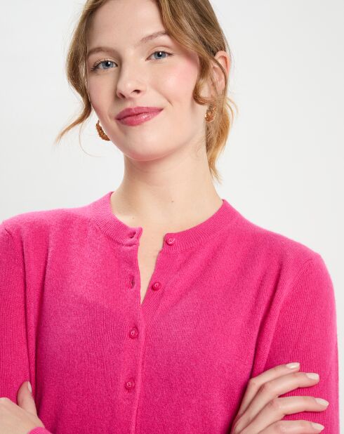 Cardigan 100% Cachemire Zacao rose fushia